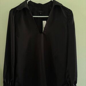 J. Crew Satin-back Crepe Popover Top